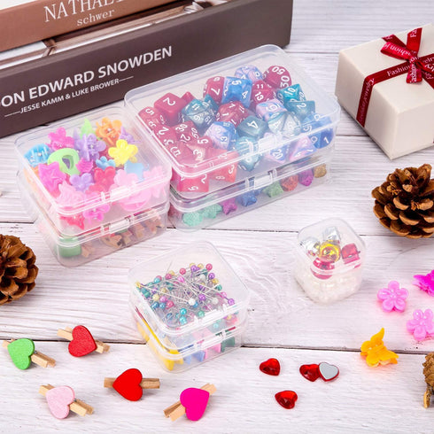 SATINIOR 24 Packs Small Clear Plastic Beads Storage Containers Box with Hinged Lid for Storage of Small Items, Crafts, Jewelry, Hardware (2.5 x 2....